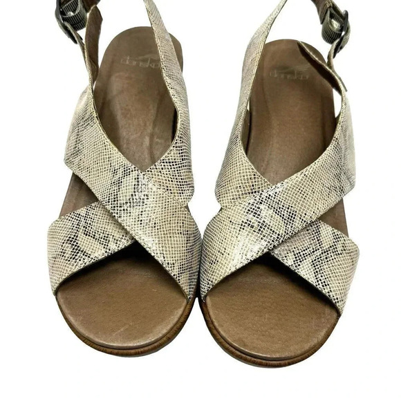 Dansko Jacinda Women's beige Leather Slingback Heels Sandals Size 41 US 10-10.5 - Picture 9 of 14